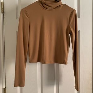 forever21 mustard/tan crop turtleneck